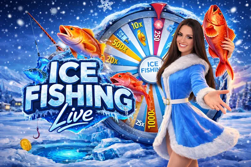 Ice Fishing casino από την Evolution Gaming σε αδειοδοτημένη πλατφόρμα με αρκτικό live περιβάλλον και τροχό bonus