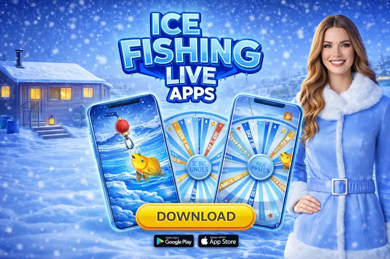 Ice Fishing mobile της Evolution Gaming σε smartphone με αρκτικό live στούντιο και τροχό προσαρμοσμένο για touch χειρισμό